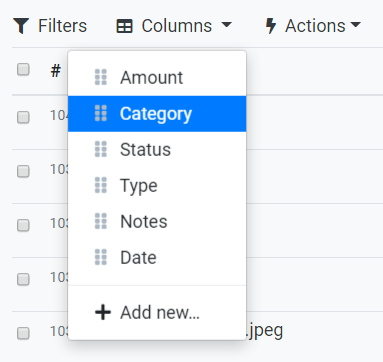 Files columns menu - edit or reorder fields