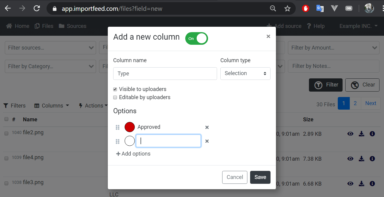 Selection field - add option